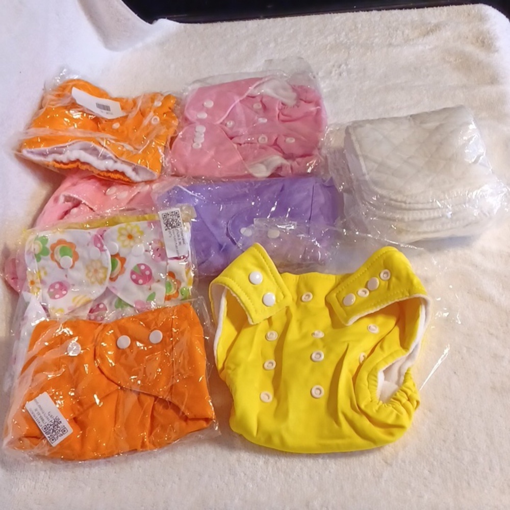 Diaper covers and liners 7 covers and 6 liners all new baby girl